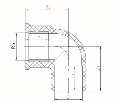 UPVC COPPER THREAD 90 ELBOW